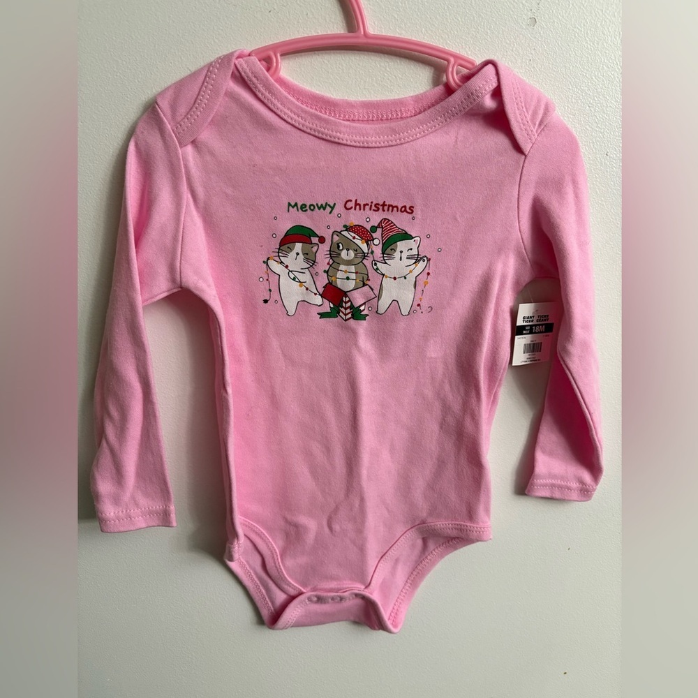 4/30$ NWT bodysuits Pink Christmas Cat Onesie 18 months